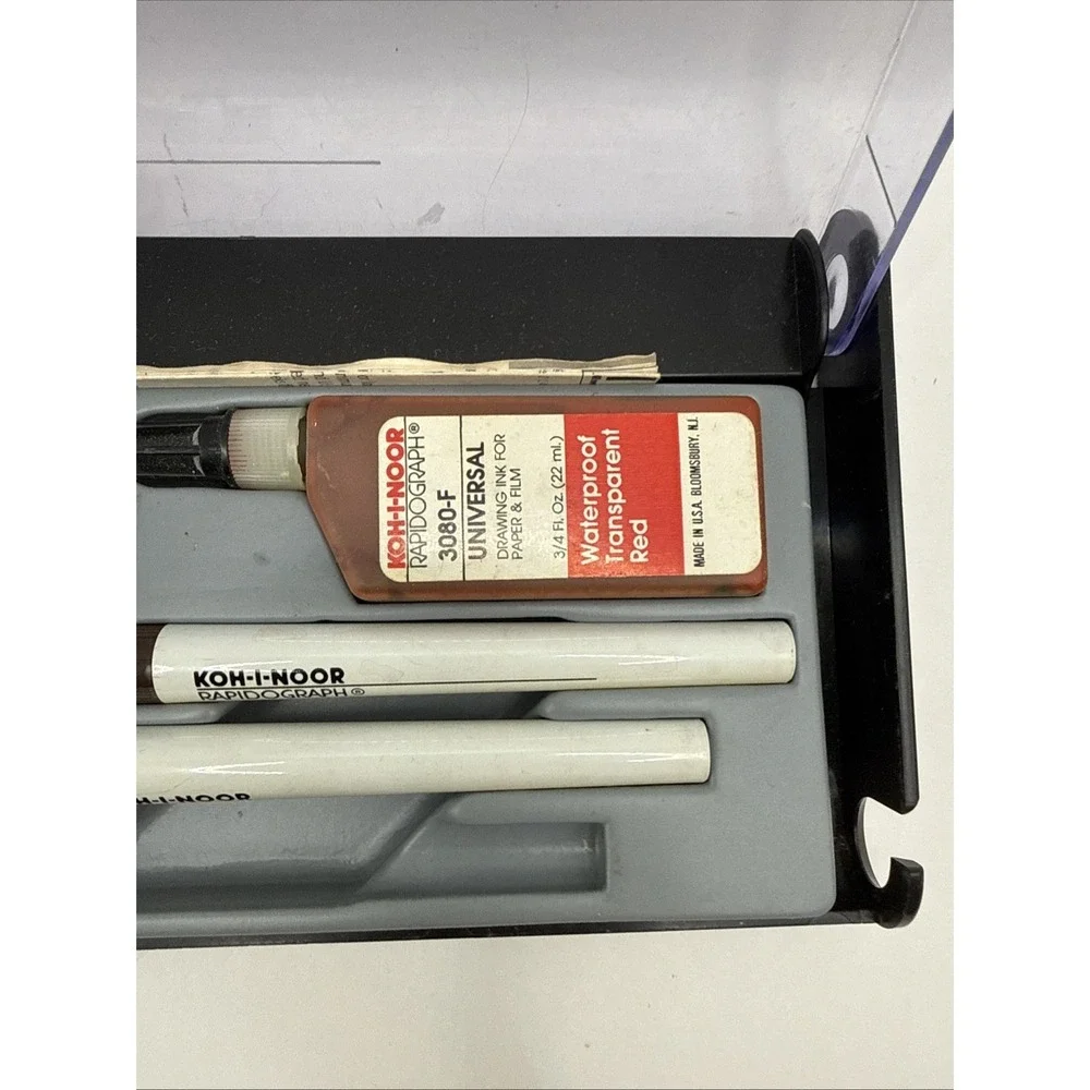Koh-I-Noor Rapidograph 2 Pack Technical Pen Slim Set Vintage Brown Grey. Red Ink
